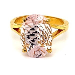 Morganite 6.29ct Solid 22K Yellow Gold Ring